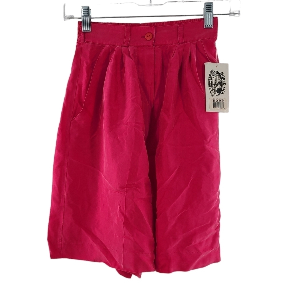 Naked Silk Shorts Women's Small‎ Super High-Rise Bright Pink Vintage 80s 90s NWT